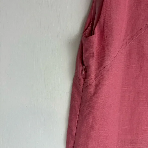 NWT Zara Pink Linen Blend Midi Dress Sz Small Side Slits Boho Chic - Picture 14 of 16